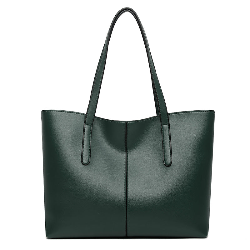 Soft leather shoulder bag texture tote bag retrocasualwork clothing bag large capacity new arrivalexportsatchel bag women's wholesale
