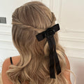 European and american cross-border retro black ribbon bow hair clip - elegant, minimalist, and high-end hair accessory for women