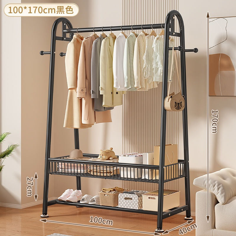 New arrival big mac extra thick floor-standing bedroom clothes hanger for home indoor clothes drying storage coat rack combination
