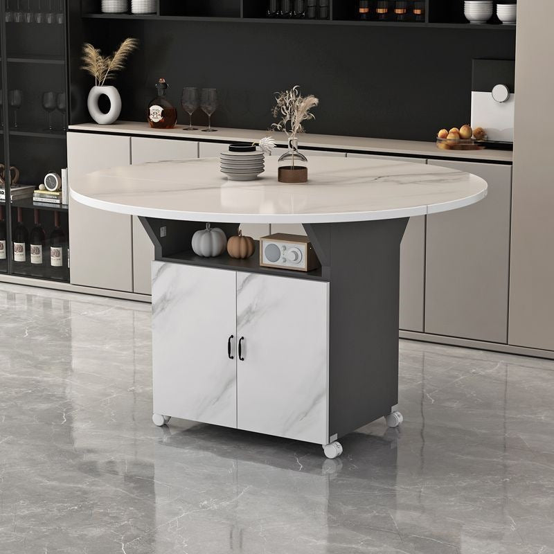 Movable foldable dining table small apartment for home rectangular foldable island table multifunctional storage storage sideboard