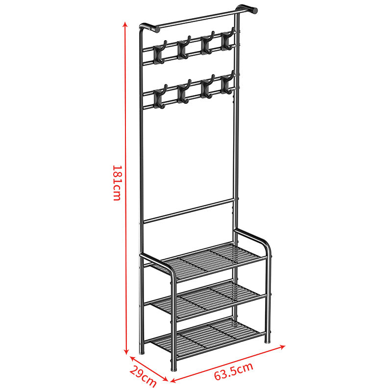 Simple floor coat rack shoe rack integrated combination household shoe rack bedroom living room hanger foyer shoe rack