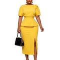 D638 cross-border e-commerce european and american style sexy slit bodycon short sleeve fashion ruffle african dress