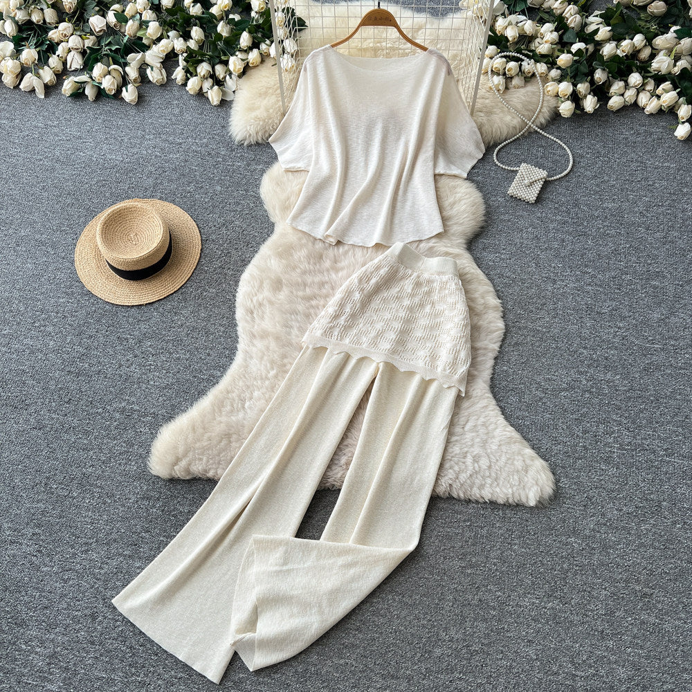 Korean style commute chic slim-fit tank top & wide-leg pants two-piece set - women's summer minimalist high-end elegant outfit