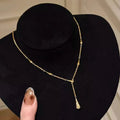 Same style water drop small waist ice cream necklace for women, medieval accessible luxury qianjin classy clavicle chain fall and wintersweater chain