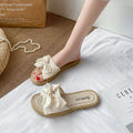 New women's summer slippers - korean style, wearable outdoors, pearl & bowknot flower beach sandals, women's ins flat slippers