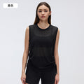 Simple round neck sleeveless sports tank top women's thin breathable side drawstring yoga top cover-up summer d26097