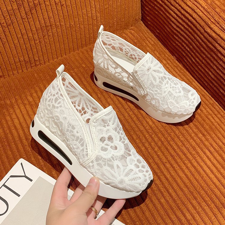 women's fashion flat heel hidden wedge mesh breathable casual flats - supports cross-border platforms and dropshipping