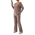 Influencer's choice:  fall/winter ribbed knit brushed cotton loungewear set - versatile for home or out, cross-border fashion casual