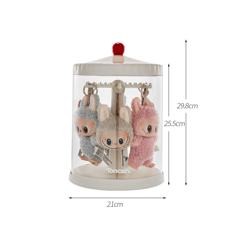 Labubu display box rotating transparent stackable plush doll figure rabub pendant blind box display