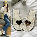 Women's flip-flops: flat, non-slip, lightweight, beach-ready, fashionable, versatile, heart-themed sandals - new summer 2025 collection for outdoor wear