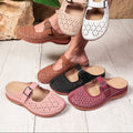 Exportnew arrivalplus sizecut out toe thick bottom slippers women's retro style buckle lazy back empty half slippers sandals wholesale