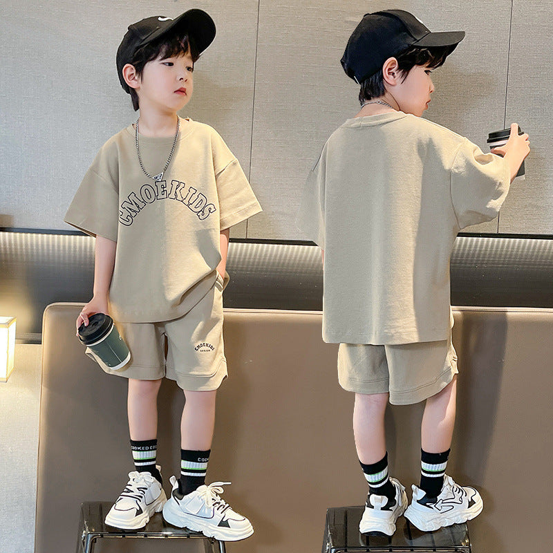 Boys' summer short-sleeve outfit: new  styles for mid-to-large children - cool, stylish, and trendy summer sportswear for boys