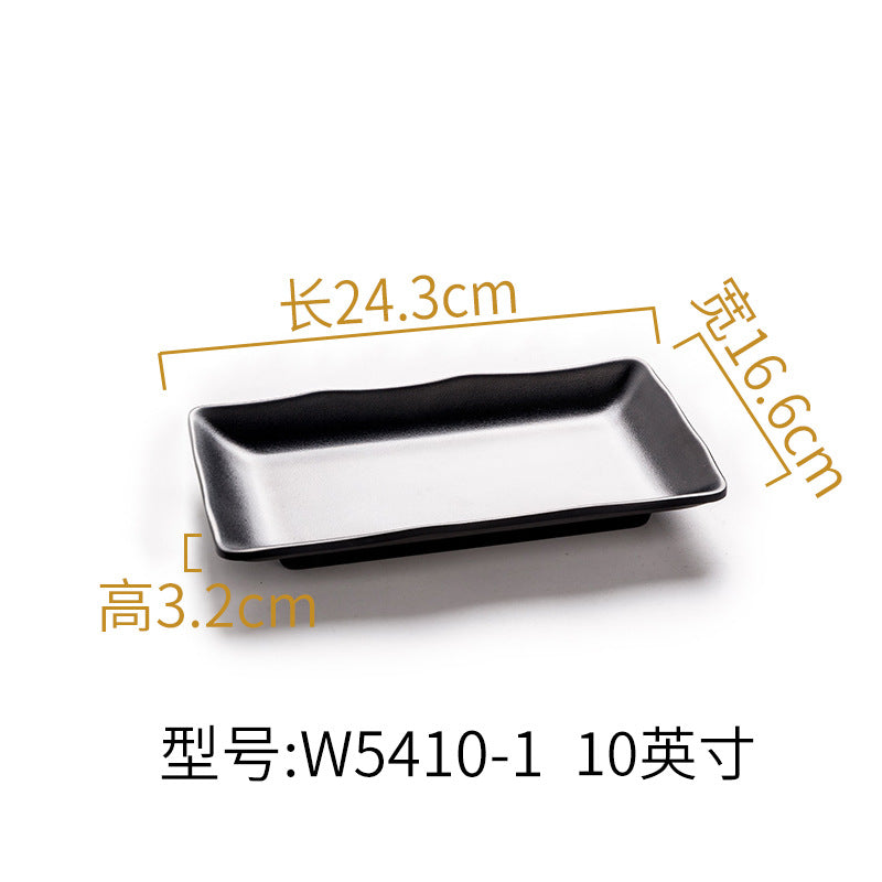 Melamine black tableware plastic dish imitation porcelain dinner plate cold dish plate barbecue hot pot plate barbecue restaurant plate commercial