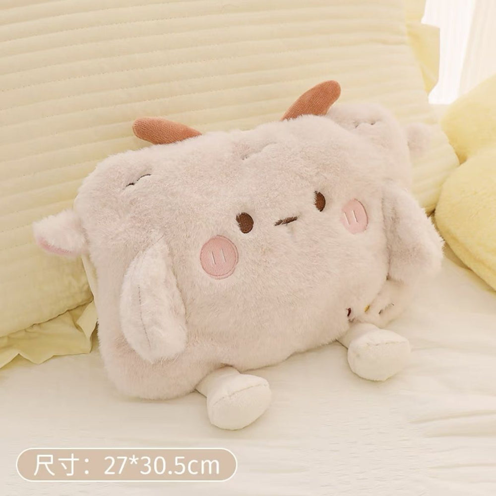 Gb standard rechargeable electric hot water bottle - cute cartoon plush hand warmer for winter - dual hand insert, detachable and washable