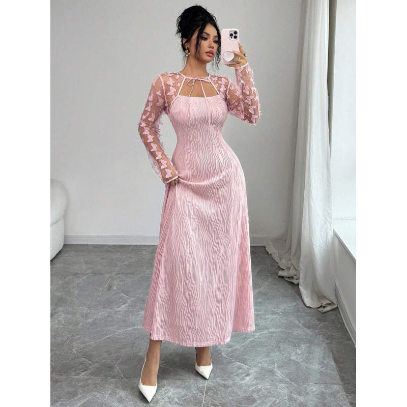 Amazon elegance longdresssummernew arrival waist slimming look a swing party banquet skirt