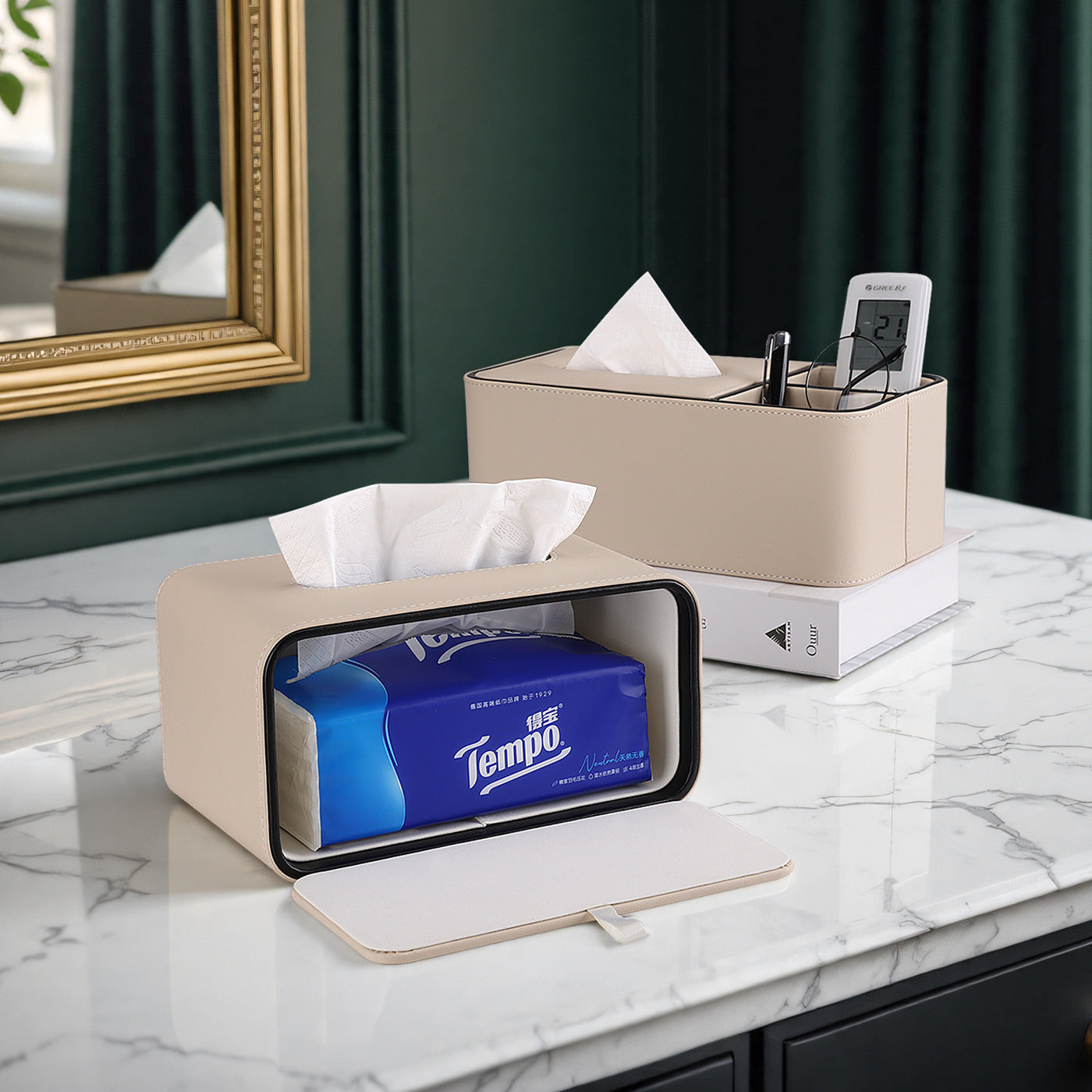 Oval tissue box, living room, high-end home dining room, creative light luxury coffee table, desktop remote control, storage and paper drawing