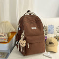 Heart embroiderypure color backpackcute style junior high school and college student backpack macaron color large capacity school bag