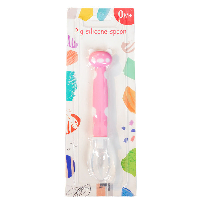 English card pack, baby silicone spoon, baby feeding tableware, soft head spoon, cartoon complementary food spoon, spoon, spoon