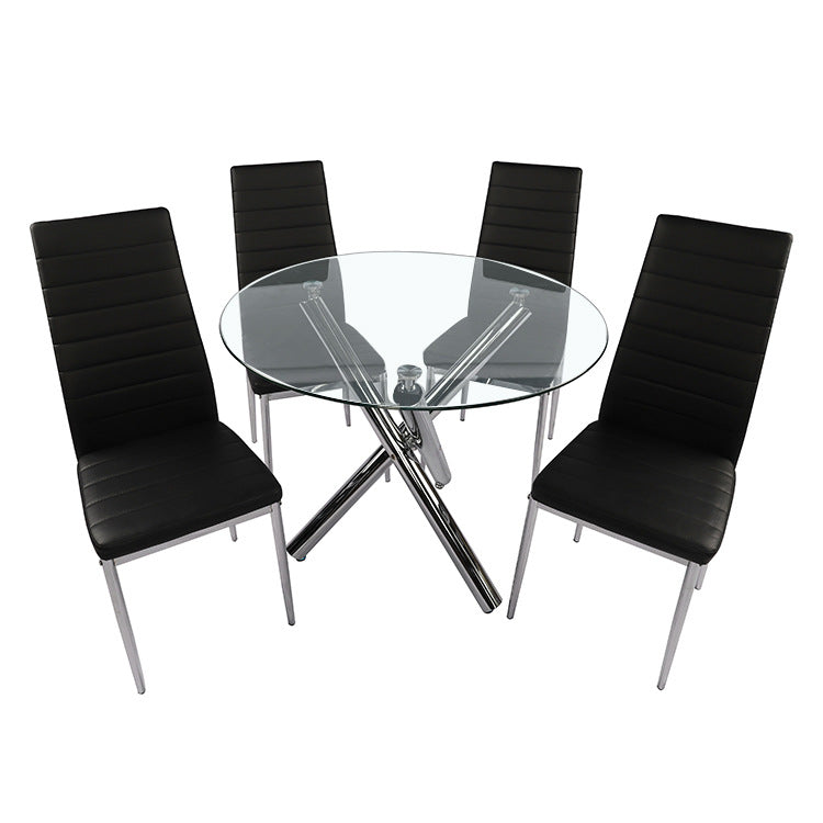 Tempered glass dining table set - modern luxury dining chairs - premium dining table and chair combination for home use