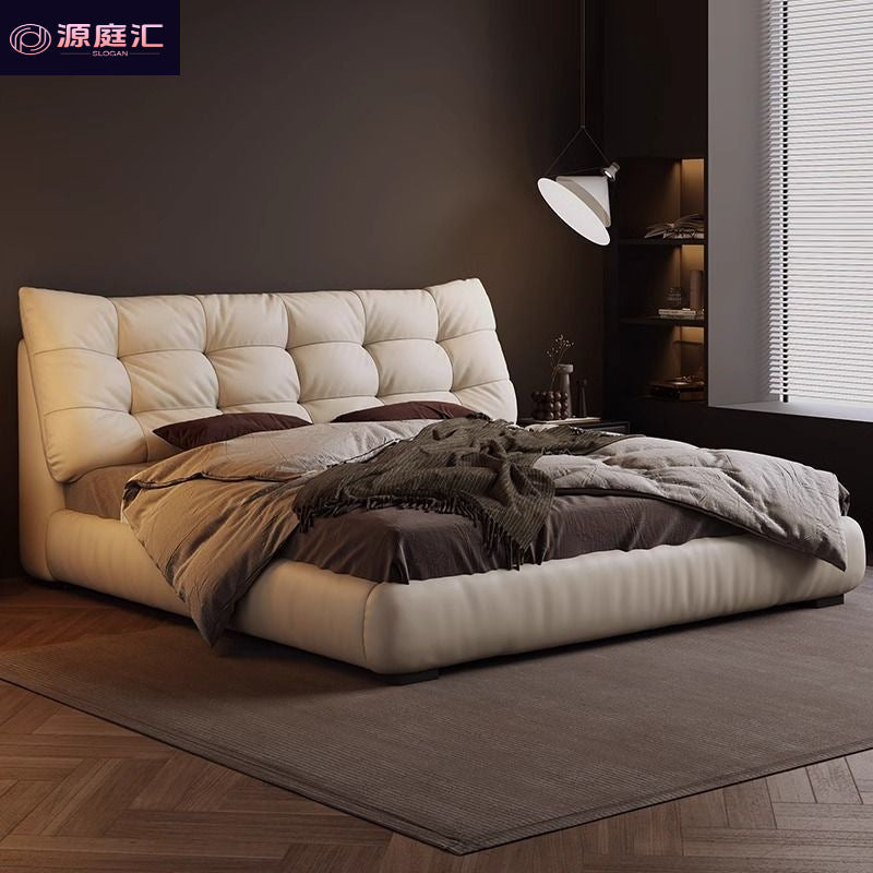 Master bedroom black leather bed 1.5m storage low box wedding bed casualaccessible luxury double bed 1.8m cushion upholstered bed