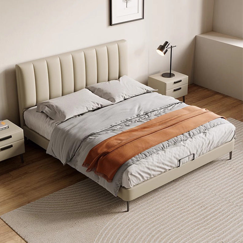 Nandi italian normcore leather bed double bed 1.8m modern casual first-layer cowhide master bedroom small apartment wedding bed