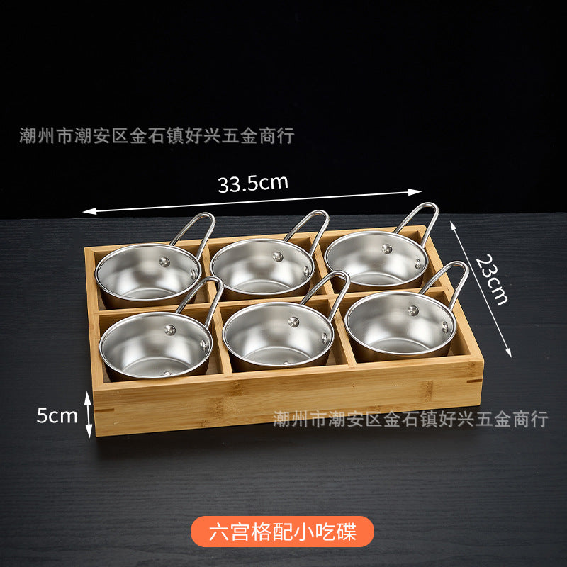 Creative nine-square grid tableware commercial hot pot restaurant barbecue restaurant beef vegetable platter bamboo tray divided grid dinner plate