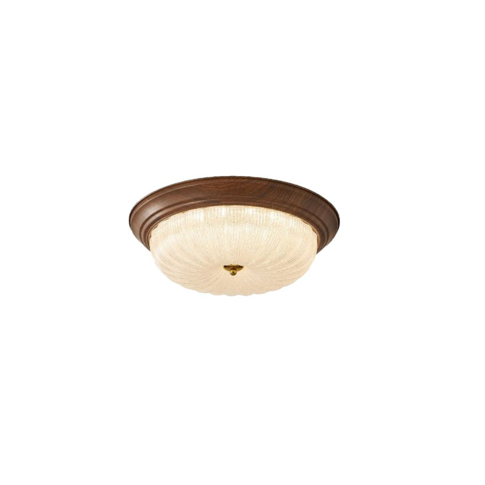 Medieval walnut round ceiling lamp with ice crackle glass soft light bedroom master bedroom secondary bedroom balcony corridor