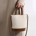 Versatile minimalist patchwork large capacity crossbody bag - korean style fashion canvas tote bucket bag for women - ladies' shoulder bag