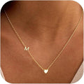 European and american fashion heart-shaped 26 letter minimalist necklace creative versatile peach heart pendant short clavicle chain women's gift
