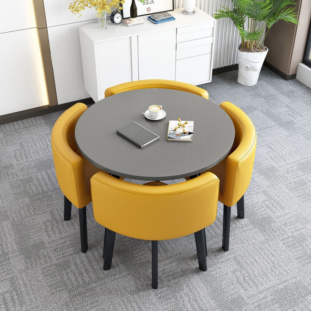 Collapsible dining table for home, small apartment, apartment, restaurant, shopfront negotiation table and chair set, reception round table