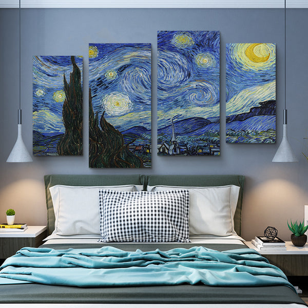 Van Gogh oil painting world famous painting starry sky harvest apricot flower decorative painting living room sofa background wall art mural