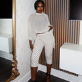 European and american style  summer export creative polka dot print streetwear trendy long sleeve top and slim fit pants set for women