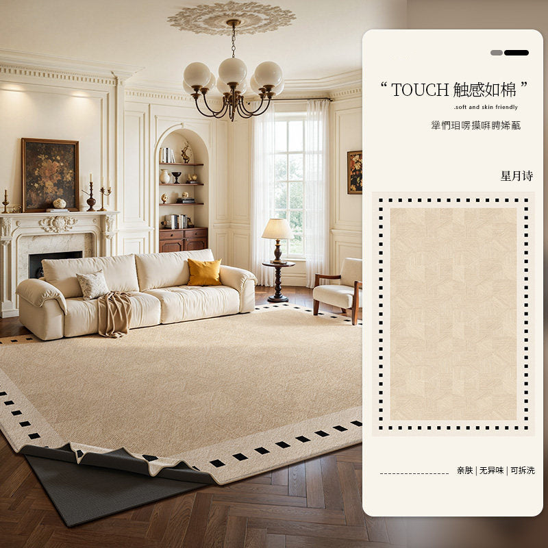Removable and washable carpet living room new arrival medieval cream style removable double layer for home easy-care soundproof floor mat french style