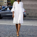 Amazon european fashion elegant plaid solid color dress women's summer new loose skirt