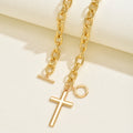 hot-selling simple stacked cross pendant necklace niche high-end exaggerated thick chain clavicle chain accessories