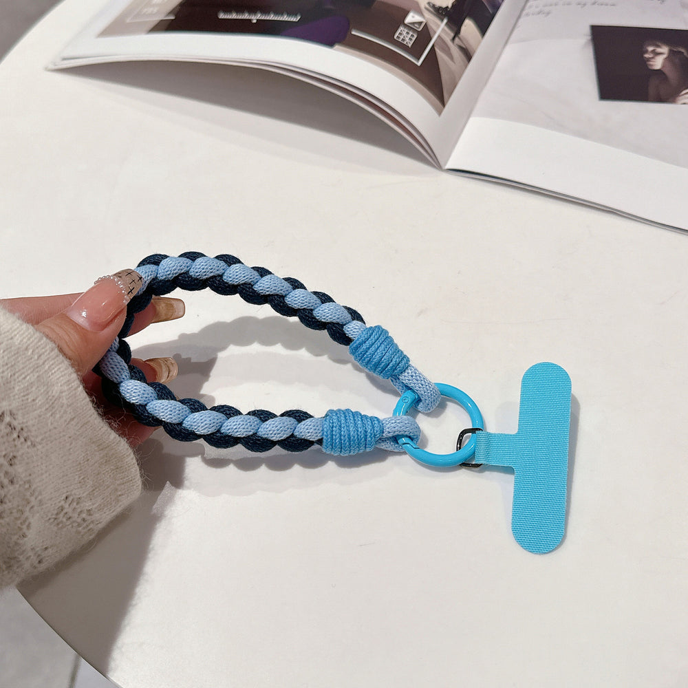 Colorful braided rope mobile phone creative short lanyard wrist nylon accessories satchel twist hanging ornaments cartoon finger ring