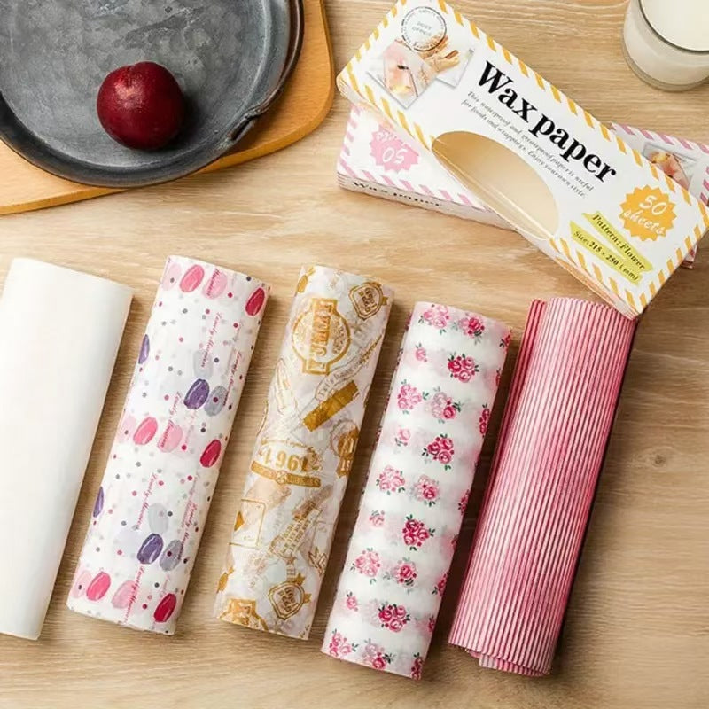 Waxed paper snack mat paper printed food packaging paper oil-proof baking wax paper sandwich wrapping paper oil-absorbing paper wholesale