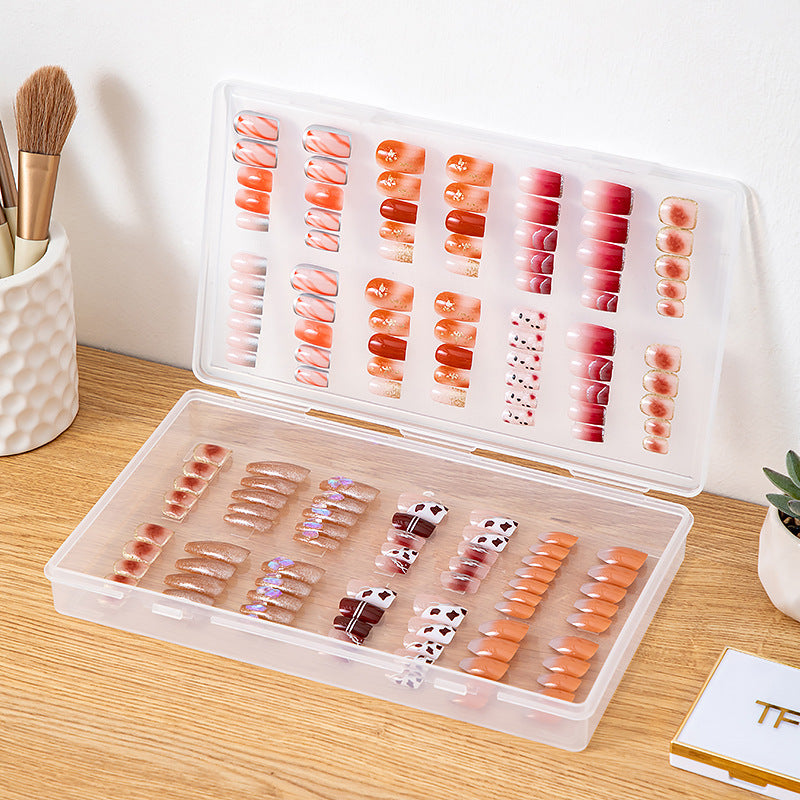 Desktop Flip Nail Art Jewelry Storage Box Plastic Transparent Large Flat Accessories Nail Art Wear Nail Storage Box