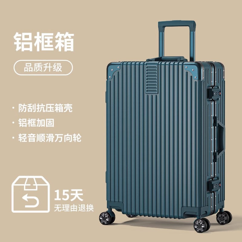Luggage aluminum frame 20 pull rod box universal wheel 24 female male student 26 boarding password leather box 28inch suitcase