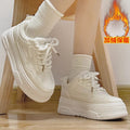 2026 fleece-lined, extra-thick women's white sneakers: the ultimate fall/winter bestseller! height-boosting, chunky sole, versatile casual sneakers/sports platform shoes