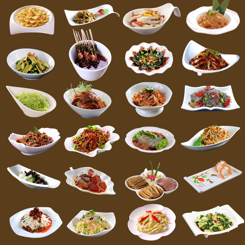 Special-shaped plate, commercial for homeasymmetricalwhite ceramic dinner plate, hotel tableware, restaurant special liang shao yi