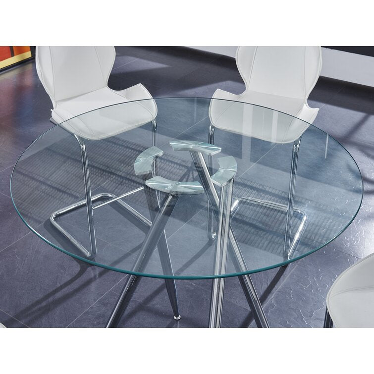 Glass dining tableexport dining table modern casual tempered glass table dining table and chairs transparent round table