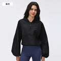 Spring half-zip hooded athletic windbreaker - women's short, loose-fit, versatile outdoor running & fitness jacket - d26004