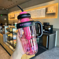 Summer's hottest selling women's high-style insulated tumbler! large capacity, portable, with straw, plastic cup, cute belly design, and handle