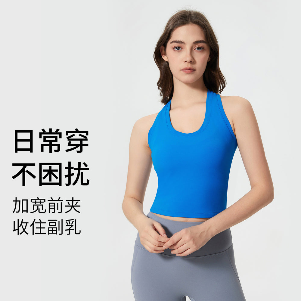 Spring/summer new racerback yoga top - versatile cropped workout tank for women (d25032)