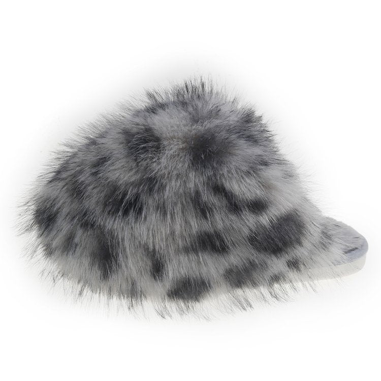 plus sizepure color fluffy large fur slippers soft bottom winter toe-cap home heattech multi-color cotton slippers