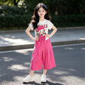 Girls' summer lightweight outfit  new korean style wide-leg pants two-piece set for big girls and toddlers - stylish kids' set