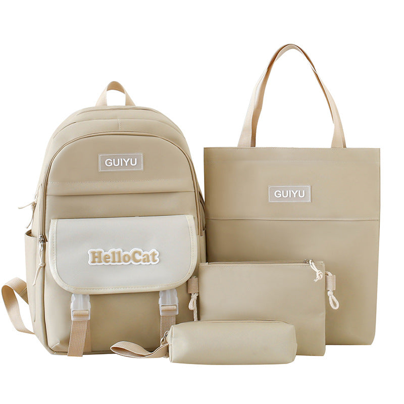 School bag, light for junior high school students, four-piece set for primary school students, large-capacity Korean version backpack, new backpack in 2025.