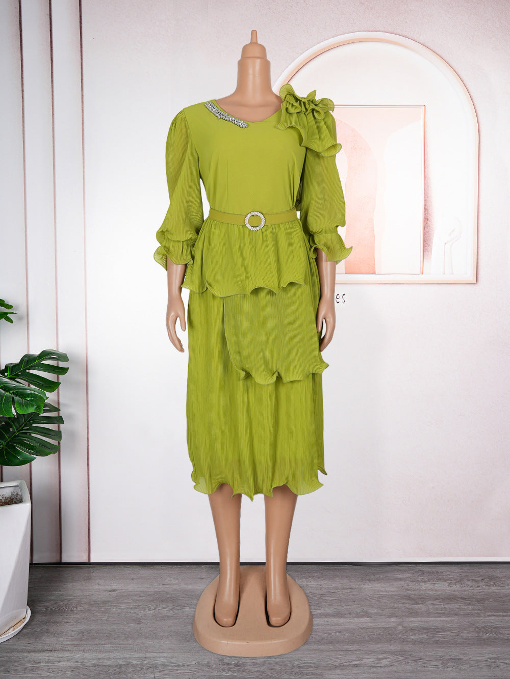 Amazon fashionelegancenew arrival cross-border exportsweetelegant socialite medium long pleated dress