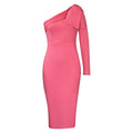 D318 european and american women's clothing independent station  fall and winternew arrivalfashionelegant silm slanted shoulder sexyexportdress